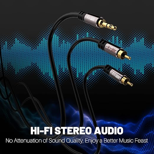 3.5mm to RCA Cable 15FT, 2 Male RCA to Aux Stereo Audio Adapter, Hi-Fi Sound - Image 3