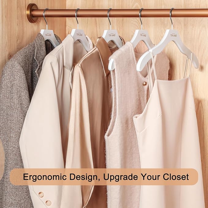 TOPIA HANGER Wooden Coat Hangers 24 Pack, Premium Wood Suit Sweater No Shoulder - Image 9