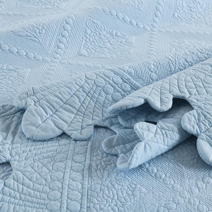 MarCielo 3-Piece 100% Cotton Oversized Bedspread Lightweight Quilt Coverlet - Image 8