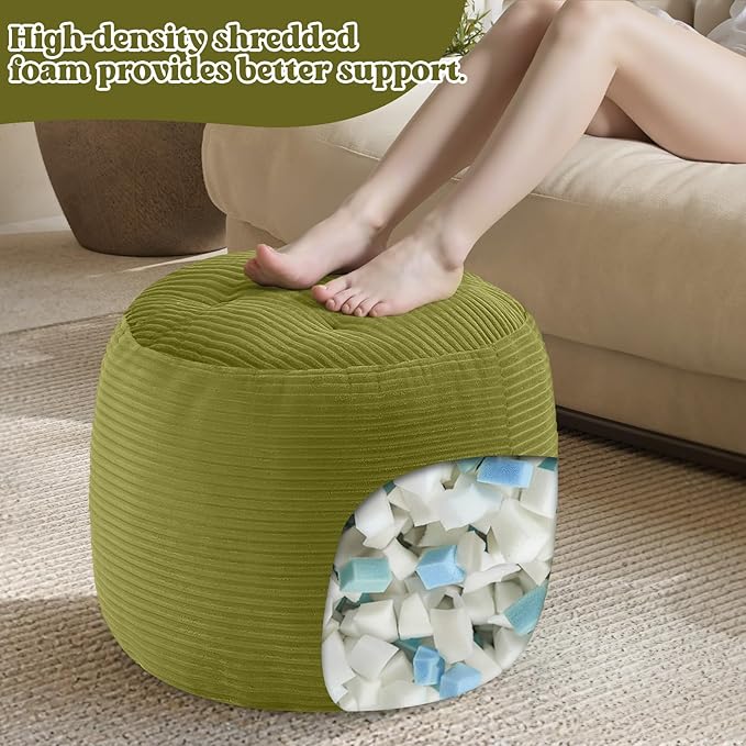 MeMoreCool Stuffed Round Pouf Ottoman Foot Rest, Floor Pouf Foot Stool - Image 9