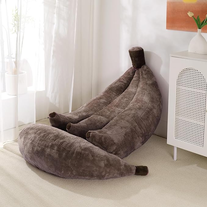 Banana Bean Bag Chair with Ottoman, Floor Sofa Bed with Footrest, Comfy by IEVENW
