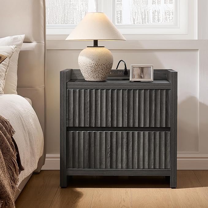 SICOTAS Night Stand Set of 2-Fluted Nightstands - Image 2