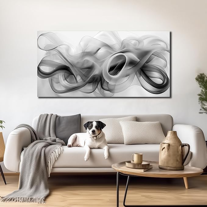 JuhaiArt Abstract Wall Art Black Picture Art Black Wall Decor White Wall Art - Image 5