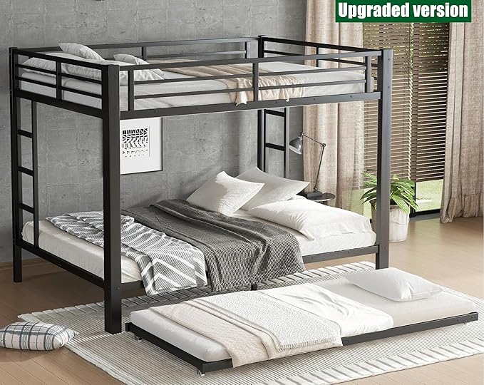 Higher Quality & Stronger Metal Bunk Bed Queen Over Queen Size Bunkbed Frame - Image 9