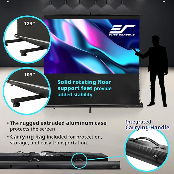 Elite Screens ezCinema Tab-Tension CLR 5, 103-inch Portable Floor-Rising UST - Image 6