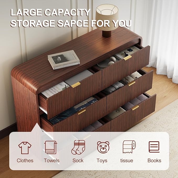 FURSUN Fluted 6 Drawers Dresser - Image 3