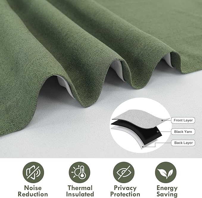 DriftAway Double Layer Linen Blackout Tie Up Curtains Thermal Insulated Fully - Image 5