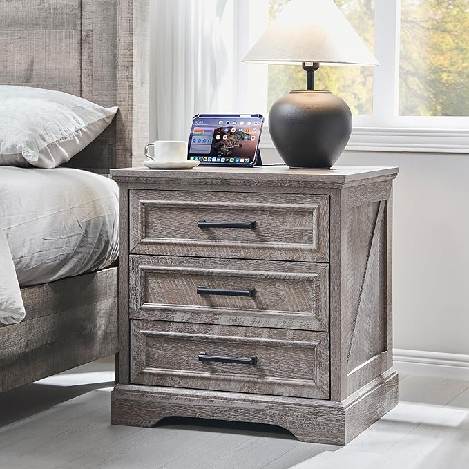 ACCOHOHO Farmhouse Nightstands Set of 2, 22 Inch Wide End Table - Image 2