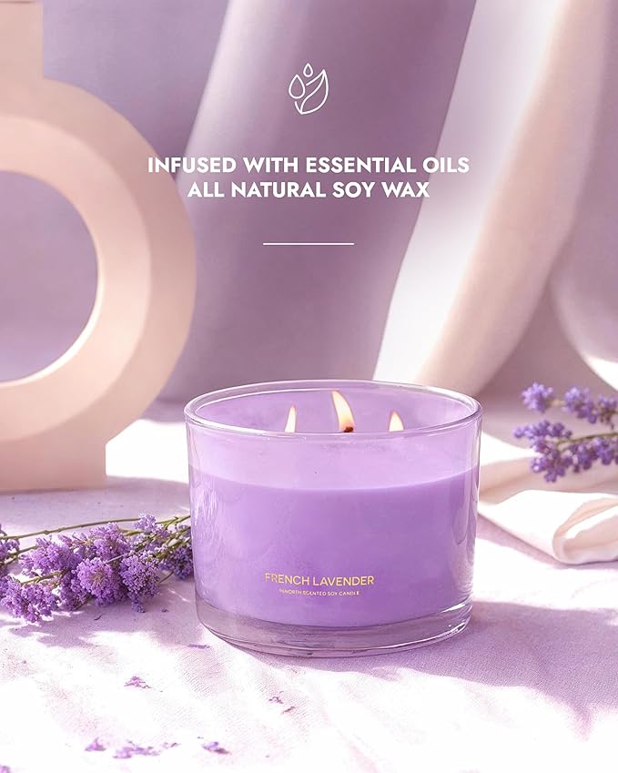 96NORTH Luxury Lavender Soy Candle | Large 3 Wick Jar Candle | Up to 50 Hours - Image 2