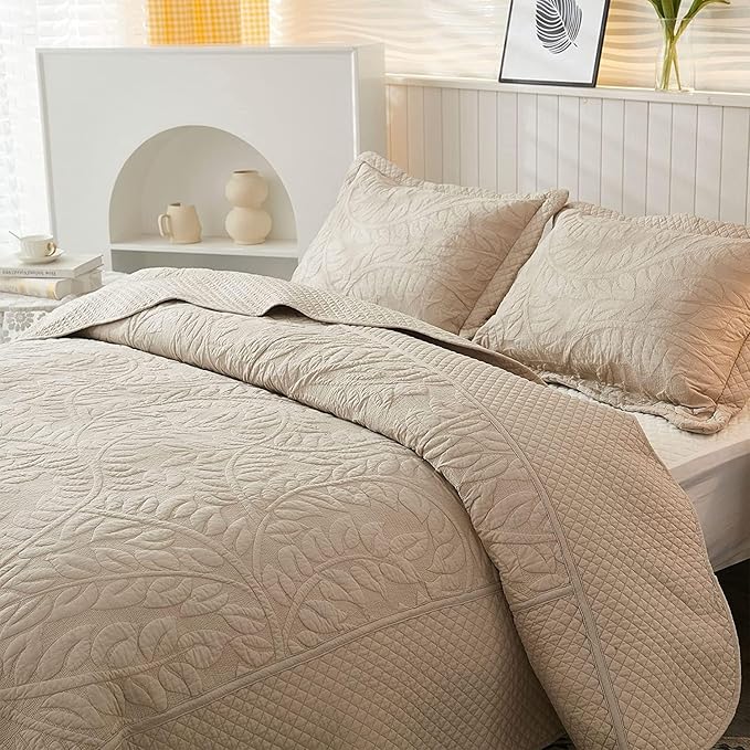 MarCielo 3-Piece 100% Cotton Oversized Bedspread Lightweight Quilt Coverlet - Image 5