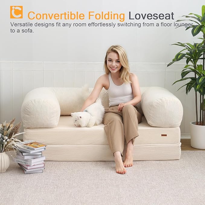 COMAX 4‑in‑1 Futon Sofa Bed Queen – Floor Foldable Convertible Sofa Couch - Image 4