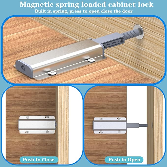 Push to Open Door Latch for Cabinet Door 2 Pack Magnetic Push to Open Cabinet - Image 6