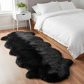 Authentic Black Sheepskin Rug 2x6 ft, Genuine Double Pelt Fluffy Fur Area Rug by SuperAreaRugs