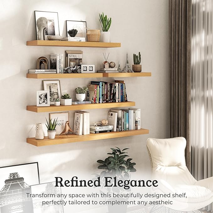 Floating Shelves for Wall, 7.9" Deep Wall Mounted Wood Shelves for Bathroom - Image 5