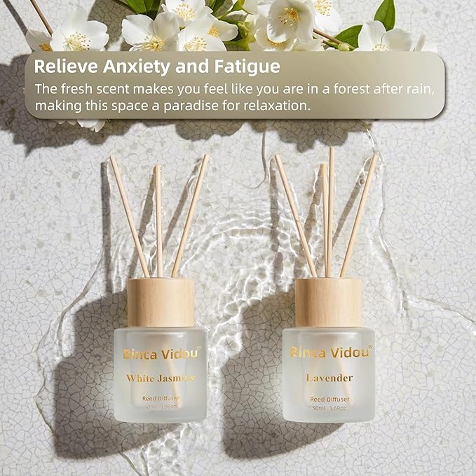 Reed Diffuser Set, Binca Vidou Lavender & White Jasmine Natural Scent Oil - Image 3
