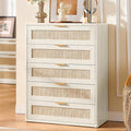LEYAOYAO Rattan Dresser for Bedroom 41" Tall Chest of Drawers, Modern 5 Drawers by LEYAOYAO-Findtheshiningpointofyourideallife%EF%BC%81