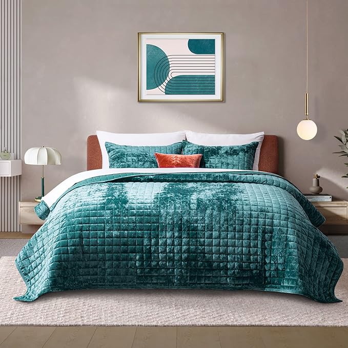 RECYCO Luxury Velvet Quilt Set King Size, Lightweight Velvet Comforter Set by RECYCOHOMECOLLECTION