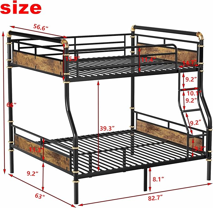 Upgraded Version Thicken Metal Heavy-Duty Full XL Over Queen Bunk Bed, Best - Image 2