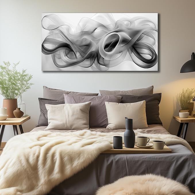 JuhaiArt Abstract Wall Art Black Picture Art Black Wall Decor White Wall Art - Image 4