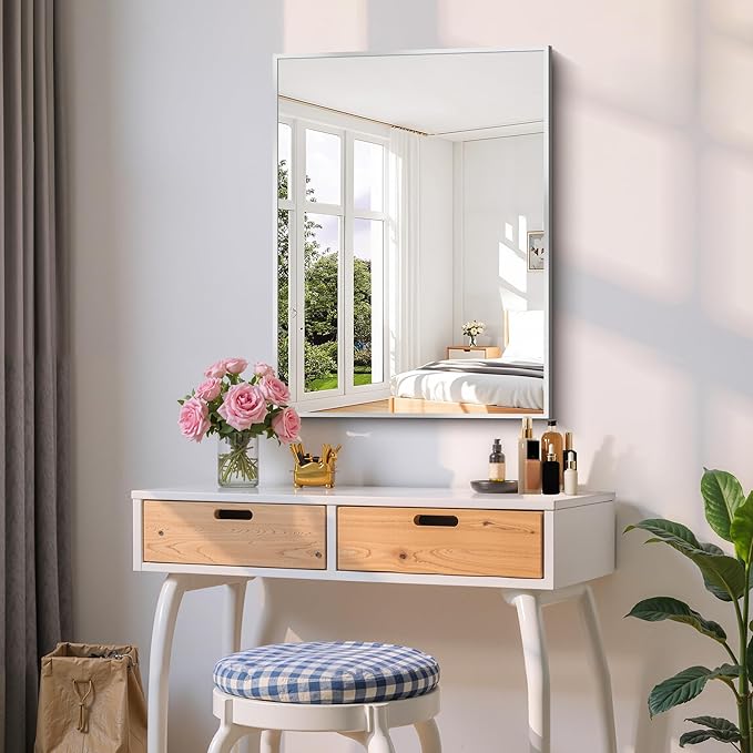 Silver Bathroom Mirror for Wall, 24x32 Inch Rectangle - Image 9
