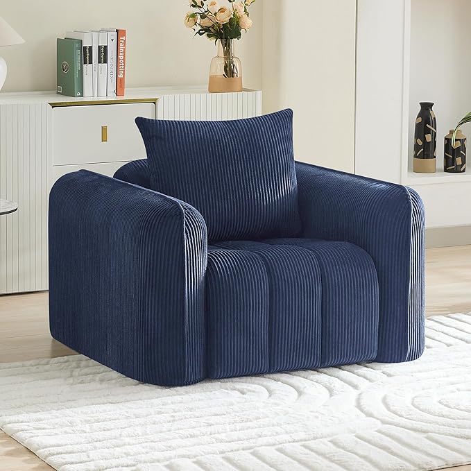 Oversized Boneless Corduroy Accent Chair, Comfy Deep Seat Armchair by WUTUTUEE