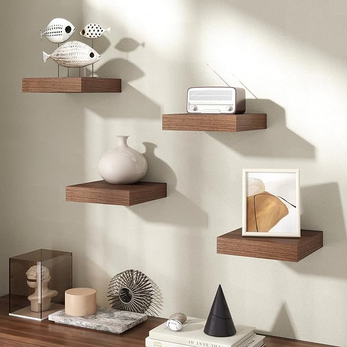 Axeman Square Floating Shelves for Wall, 4 Pack Wall Mounted Floating Shelf - Image 7