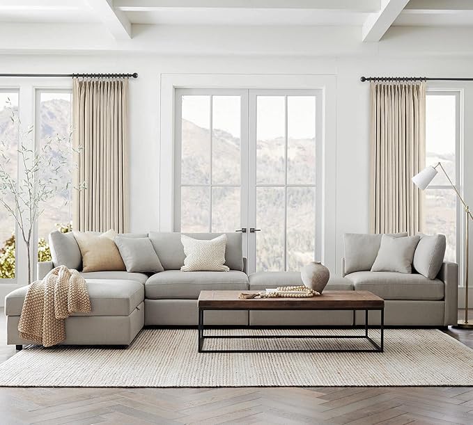 Topfinel Extral Wide Curtains, Cream Pinch Pleated 100% Blackout Linen Luxury - Image 9