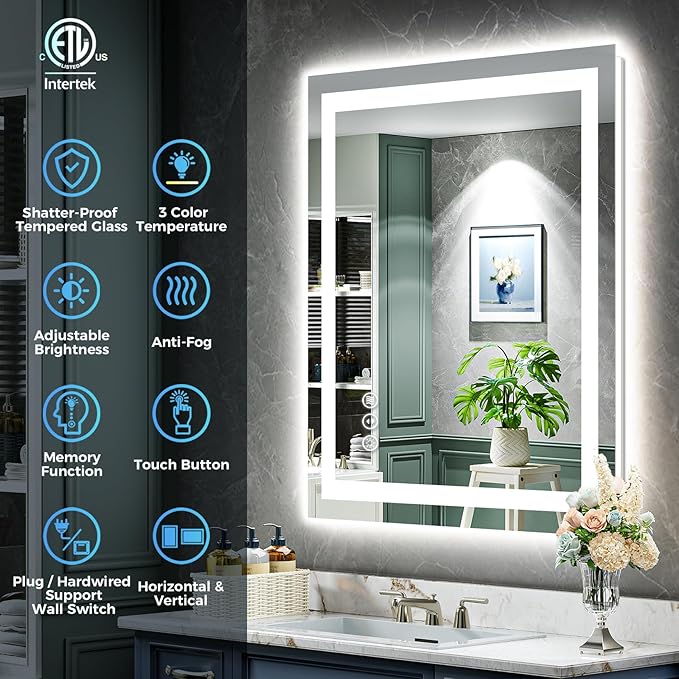 YEELAIT 20x28 Inch LED Bathroom Mirror - Image 2