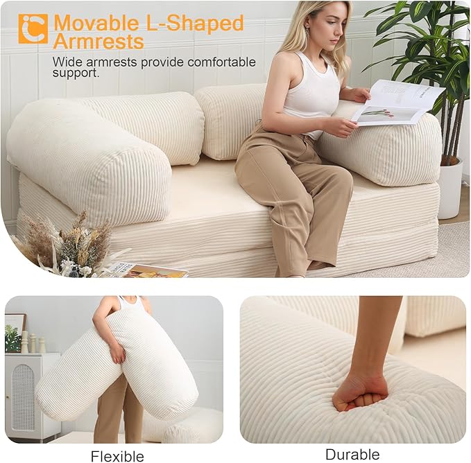 COMAX 4‑in‑1 Futon Sofa Bed Queen – Floor Foldable Convertible Sofa Couch - Image 6