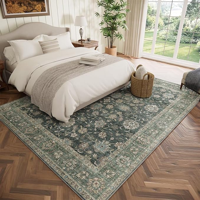 Washable 5x7 Area Rugs for Living Room, Boho Non-Slip Vintage Distress Rugs for - Image 2
