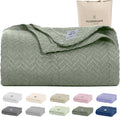 Cloud Scape Linen 100% Cotton Blanket 92x92 Olive Green by CloudScapeLinen