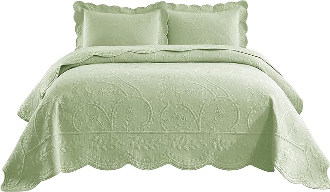 MarCielo 3-Piece 100% Cotton Oversized Bedspread Lightweight Quilt Coverlet - Image 6