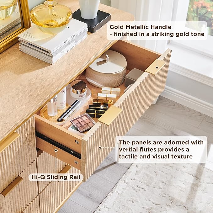 T4TREAM Fluted 6 Drawers Dresser - Image 5