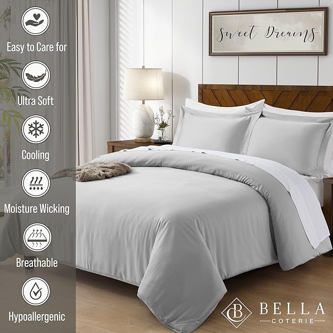 Bella Coterie Luxury Bamboo Viscose Queen Size Duvet Cover Set | 100% - Image 2