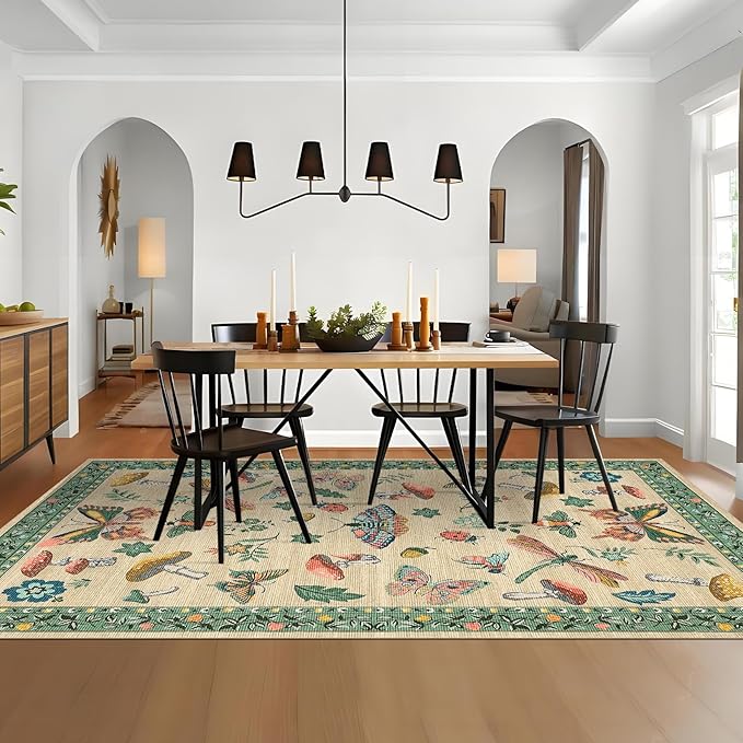 Mushroom Insect 8x10 Area Rugs, Washable Rugs - Image 3