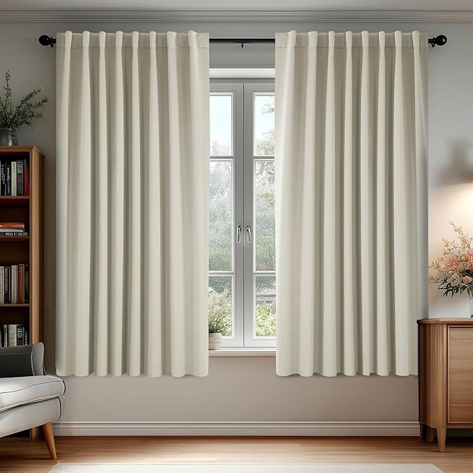 Deconovo Blackout Curtains, Thermal Insulated, W70 x L63 2 Panels, Back Tab by Deconovo