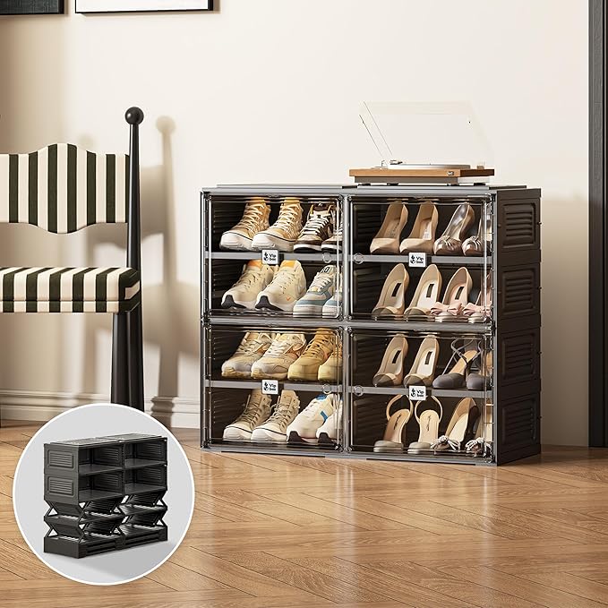 Black Shoe Rack Organizer Cabinet by Unknown