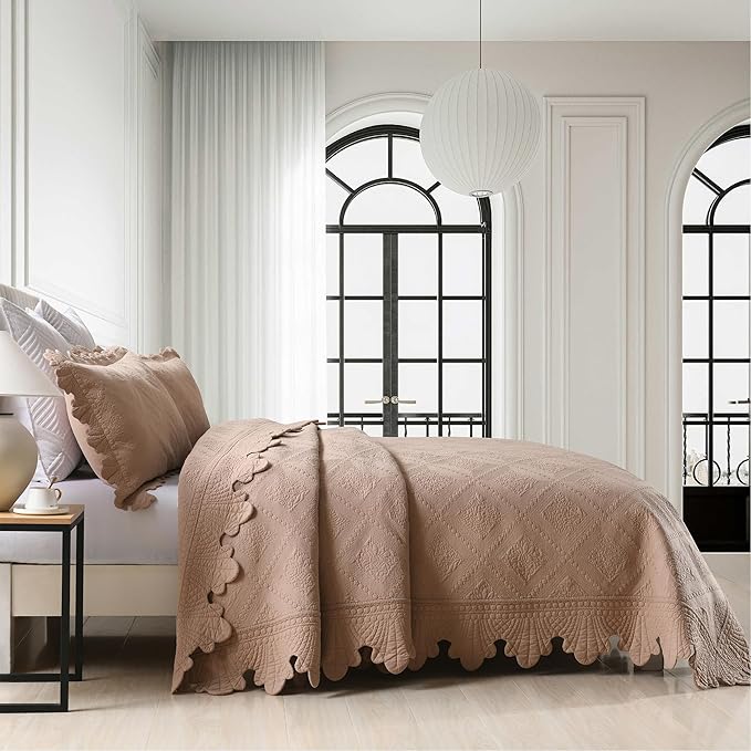 MarCielo 3-Piece 100% Cotton Oversized Bedspread Lightweight Quilt Coverlet - Image 9