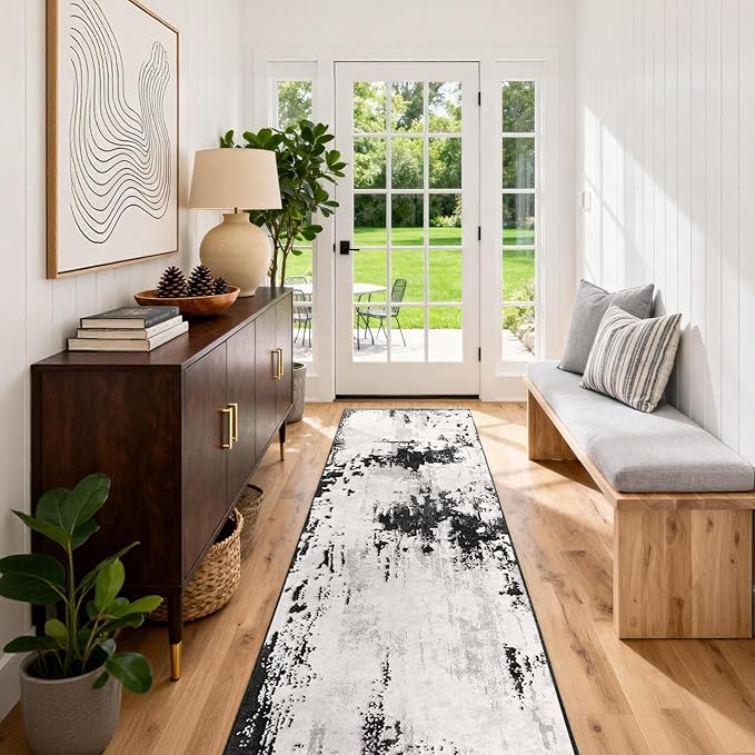 Machine Washable Runner Rug 2x6: Non Slip Hallway Rug Low Pile Kitchen Runner - Image 2