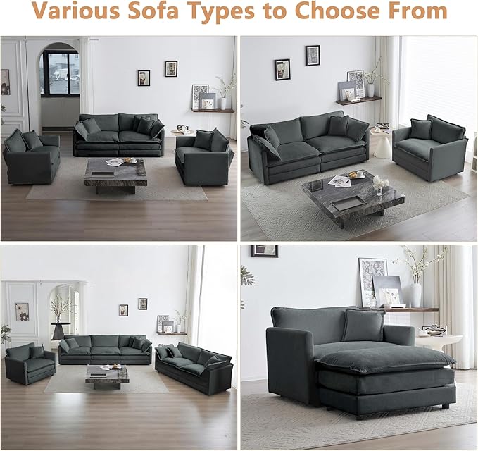 mikibama 41.4" W Single Seat Sofa, Chenille Comfy Deep Upholstered Couch - Image 6