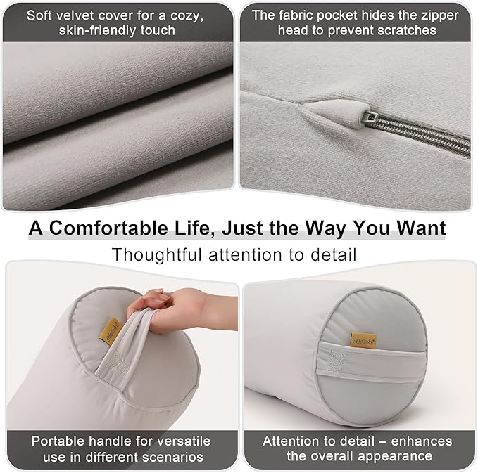 Long Pillow for Bed – Round Bolster Pillow for Adults, Body Pillow for Sleeping - Image 5
