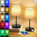 Ascher Small Bedside Table lamp Set of 2, RGB Color Changing Lamps, 3 Color by Ascher