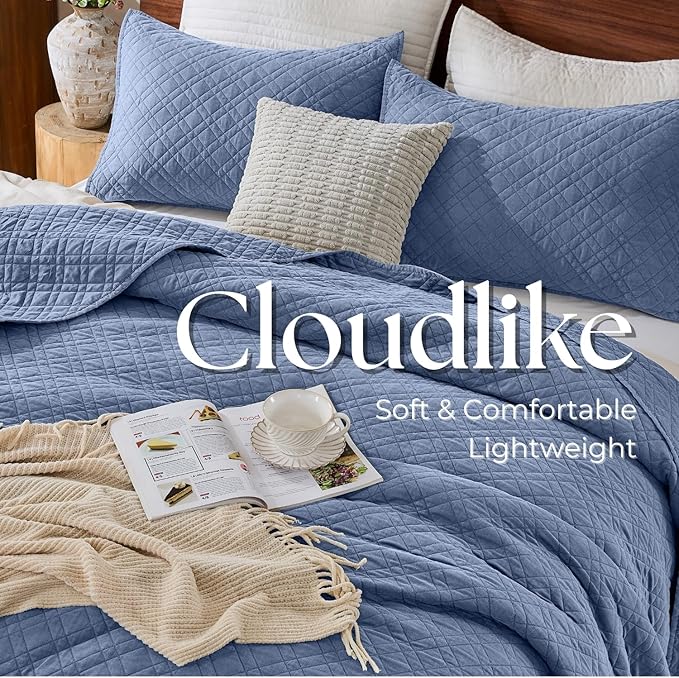 DOWN HOME Twin Quilt Set with Sham Lightweight Quilted Bedspread Coverlet Thin - Image 6