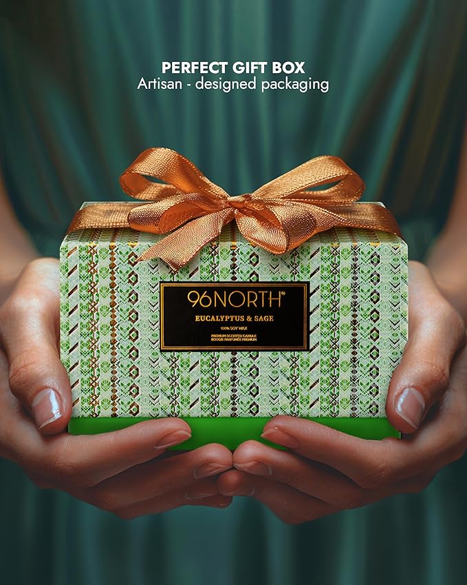 96NORTH Luxury Eucalyptus & Sage Soy Candle | Large 3 Wick Jar Candle | Up to - Image 6