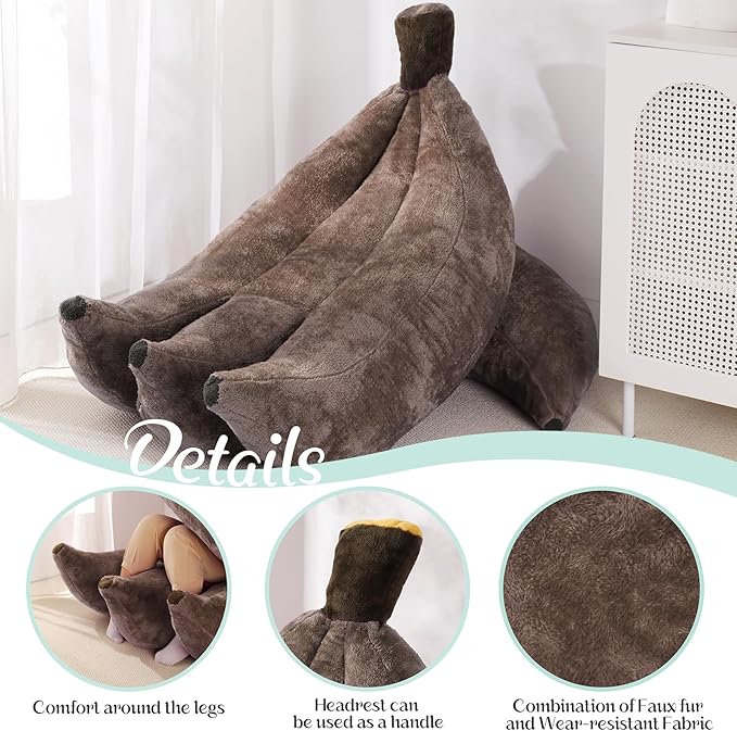 Banana Bean Bag Chair with Ottoman, Floor Sofa Bed with Footrest, Comfy - Image 4