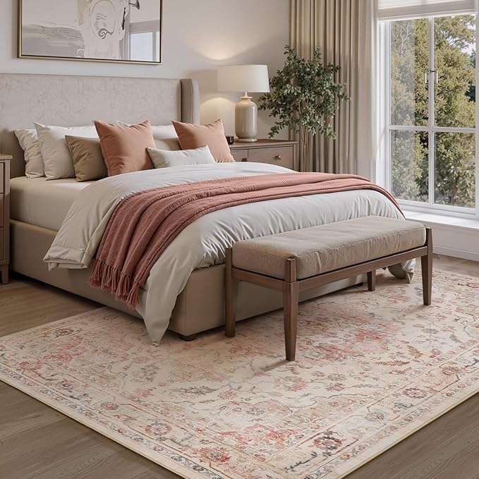 PADOOR 5X7 Area Rug, Rugs for Living Room, Soft Pink Rugs for Bedroom, Machine - Image 4