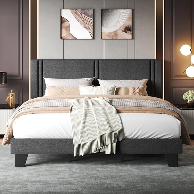 Upholstered King Size Bed Frame by Einhomn