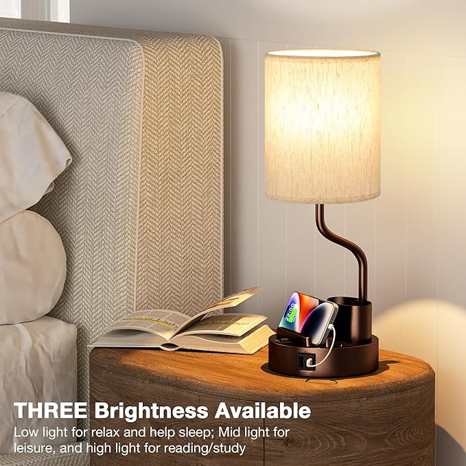 Bedside Table Lamps for Bedroom Set of 2 - Image 4
