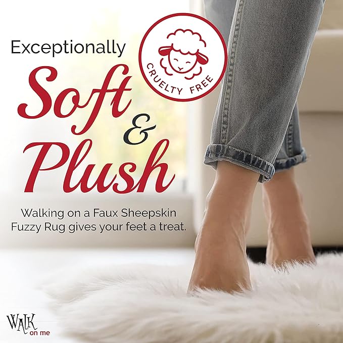 Walk on Me White Double Pelt Faux Fur Sheepskin Rug: Ultra Soft, Super Thick - Image 5