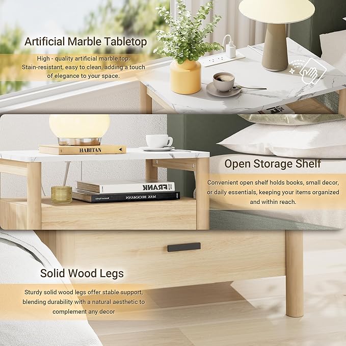 FavourLife Night Stand, Modern Large Nightstand - Image 3